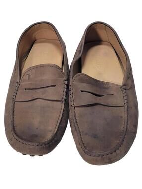 Tods Men’s Brown Suede Loafer Shoes Moccasin Size 8 US Made In Italy
